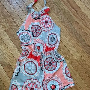 NEW Geometric Floral Halter Emp Wst Romper SMALL S